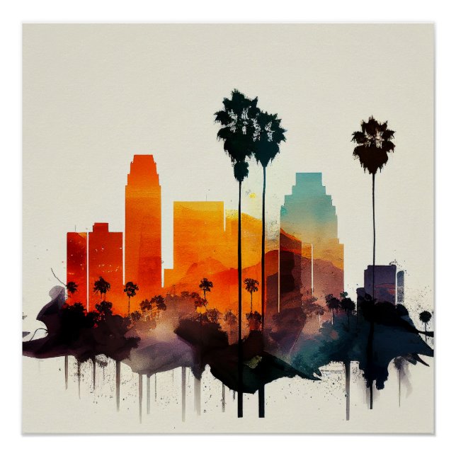 Póster Los Angeles Skyline (Frente)