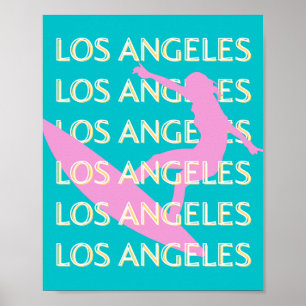 Poster Los Angeles Viagem Art, Califórnia, Surfs Lovers