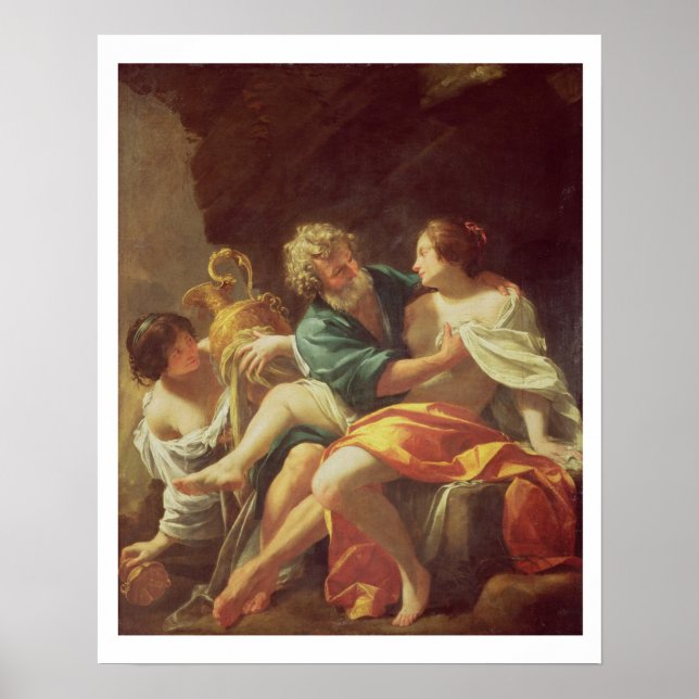 Póster Lot e suas filhas, c.1630 (óleo na canvas) (Frente)