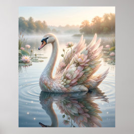 Poster Lótus Cisne Aurora Lago