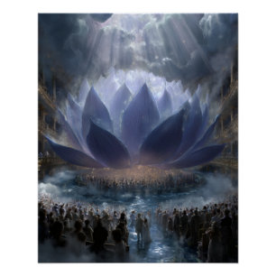 Póster Lótus Cósmico Sagrado na Luz Celestial