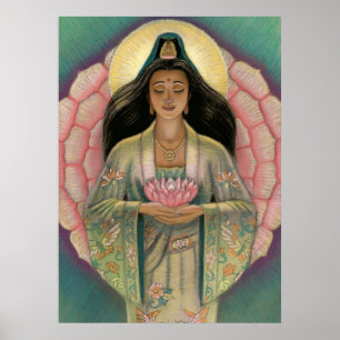 Poster Lotus da deusa "do coração cor-de-rosa" d