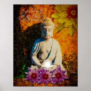 Póster Lótus do roxo das citações de Buddha