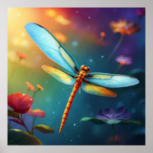 Poster *~* Lótus Dragonfly Colorida