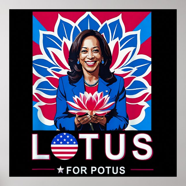 Poster Lotus For Potus USA Election Kamala Harris 2024 (Frente)