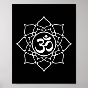 Poster Lótus Ohm Om Símbolo Yoga Iniciantes Meditação Des