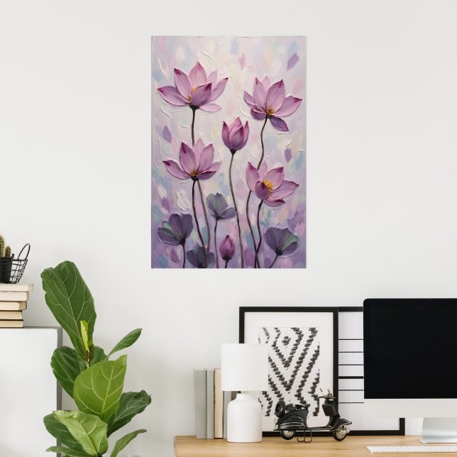 Poster Lotus – Oil Painting (Escritório em casa)