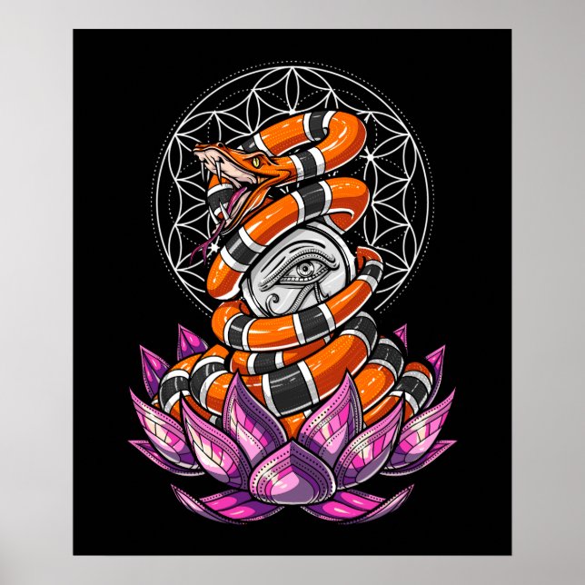 Poster Lotus Olho De Horus Cobra Flor De Vida (Frente)