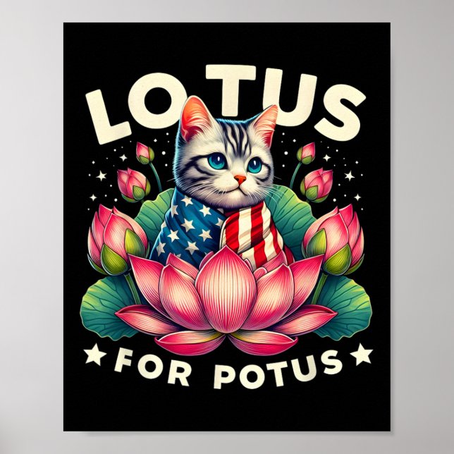 Poster Lotus Para Potus Kamala Harris Bandeiras Dos Eua (Frente)