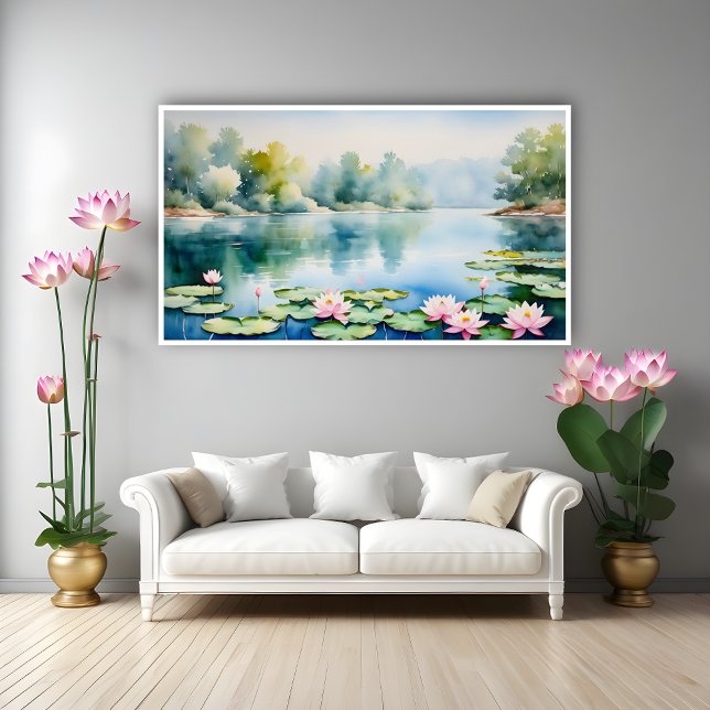 Poster Lotus Pond Watercolor (Criador carregado)