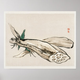 Poster Lotus Root de Kōno Bairei (1844-1895)