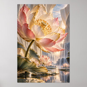 Poster Lótus Rosa Gigante na Arte de Parede do Santuário