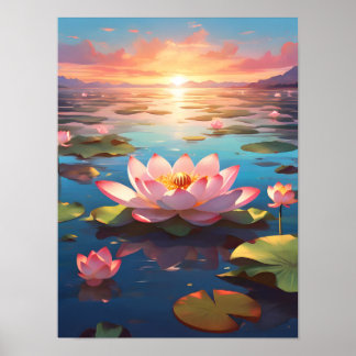 Poster Lotus Serenity no Sunset