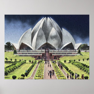 Poster Lotus Temple Delhi Índia