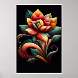 Poster Lotus Vibrante: Um Design Floral Whimsical
