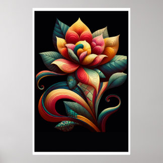 Poster Lotus Vibrante: Um Design Floral Whimsical