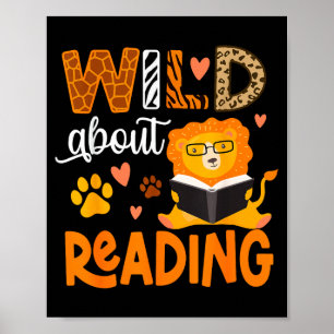 Poster Louco por livro infantil de animais de leitura