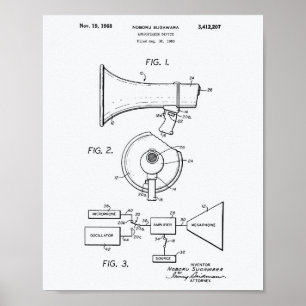 Póster Loudspeaker 1968 Documento Branco sobre as Patente