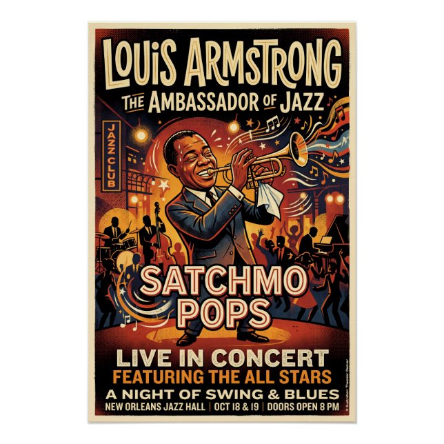 Póster Louis Armstrong – Satchmo Pops  (Frente)