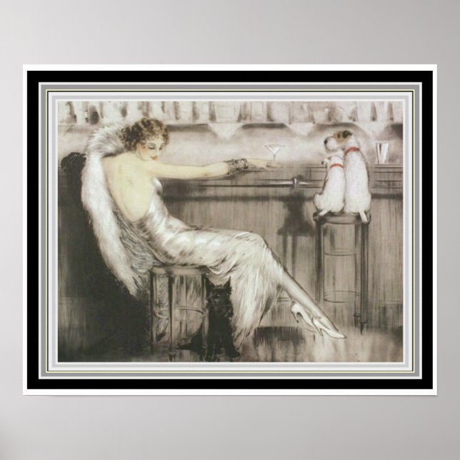Póster Louis Icart "Bar coquetel" 16 x 20 (Frente)