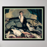 Póster Louis Icart "Girl With Greyhounds" 16 x 20<br><div class="desc">Colorida,  Impressão de Art Deco de Louis Icart</div>