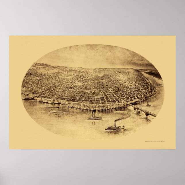 Póster Louis, MO Panorâmica Map - 1897 (Frente)