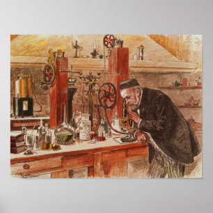Póster Louis Pasteur experimenting