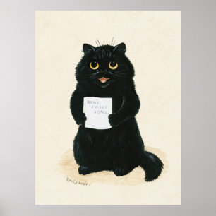 Poster Louis Wain Casa Doce Gato Negro Gato Engraçado