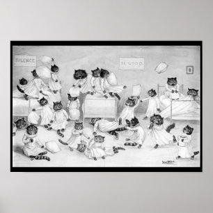 Poster Louis Wain Cat Art Seja Boa Luta travesseiro