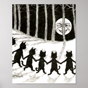 Poster Louis Wain Cat Full Moon