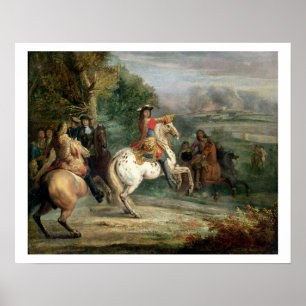 Póster Louis XIV (1638-1715) que vigiam o cerco de um Ci