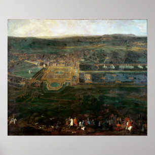 Póster Louis XIV  hunting near chateau of Fontainebleau