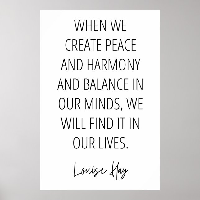 Poster Louise Hay Cote sobre Paz e Harmonia (Frente)