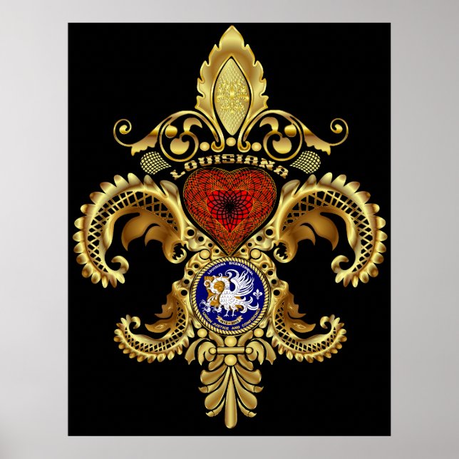 Póster Louisiana Fleur De Lis Bicentenal (Frente)