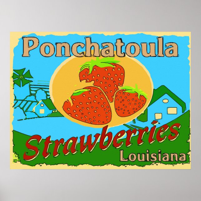 Póster Louisiana Strawberry, Ponchatoula (Frente)
