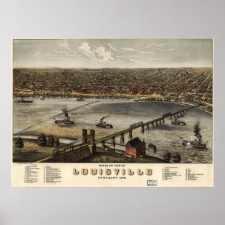 Póster Louisville, Kentucky - 1876 (Ruger) BigMapBlog.com