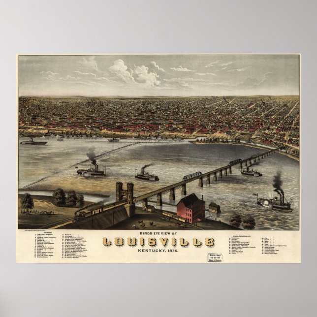 Póster Louisville, Kentucky - 1876 (Ruger) BigMapBlog.com (Frente)