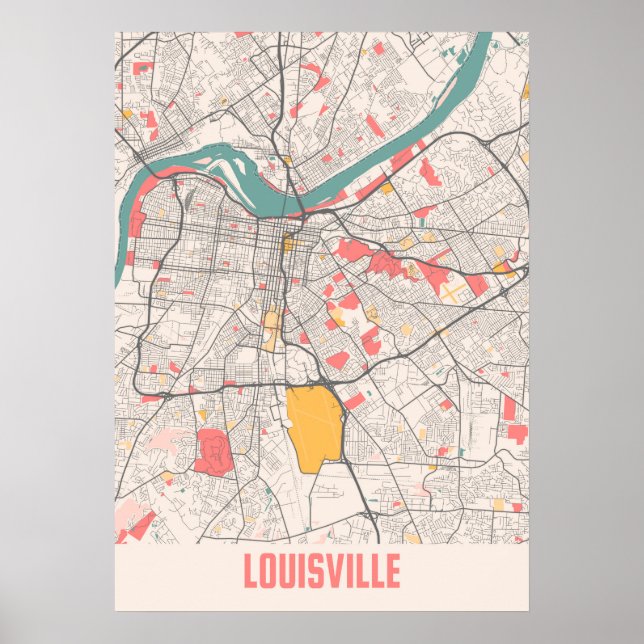 Poster Louisville - Mapa da cidade de Kentucky Chalk (Frente)