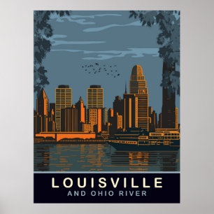 Poster Louisville Skyline, rio Ohio, Viagem