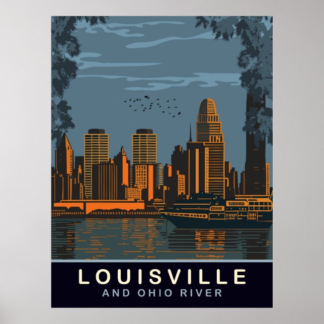 Poster Louisville Skyline, rio Ohio, Viagem (Frente)