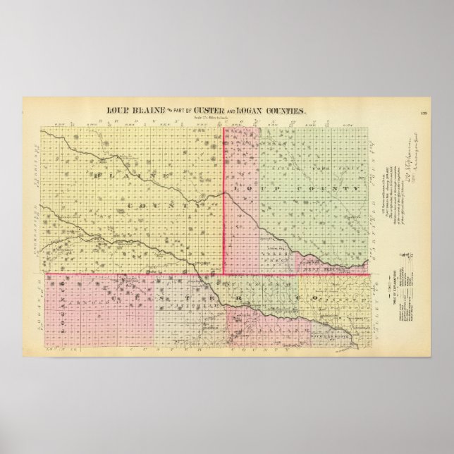 Poster Loup, Blaine, Custer e Logan County, Nebraska (Frente)
