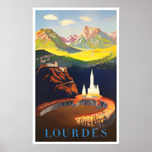 Poster Lourdes France viagens vintage (Frente)
