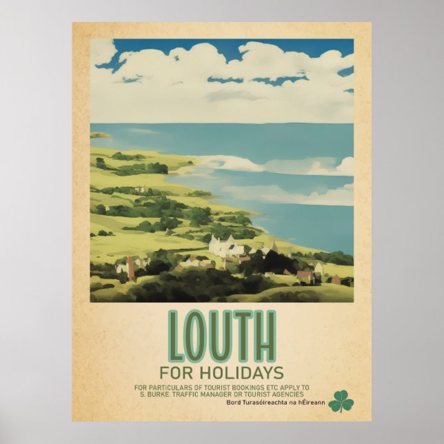 Poster Louth Ireland, Retro Irish Viagem Advert (Frente)