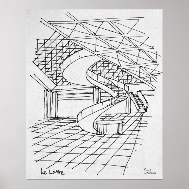 Póster Louvre debaixo da Pirâmide | Paris, França (Frente)