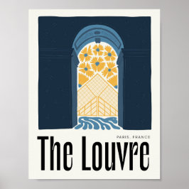 Poster Louvre Paris França abstrato viagem de arte floral