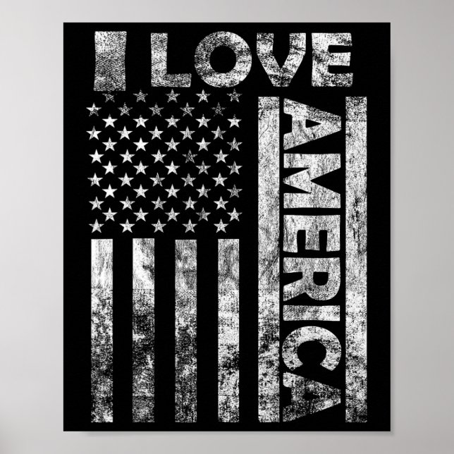 Poster Love America Shirt Usa Flag 4 de julho Independênc (Frente)