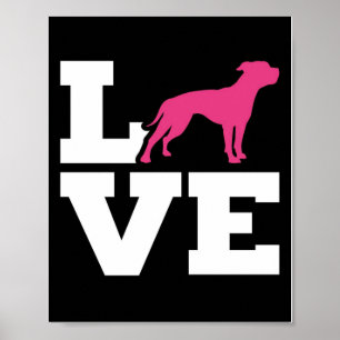Poster LOVE American Bulldog Gift   Presente para adultos