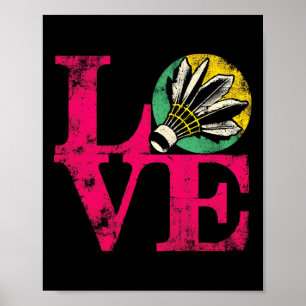 Poster Love Badminton - Vintage Colorors Badminton Shuttl