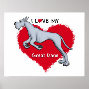 Poster Love Blue Great Dane
