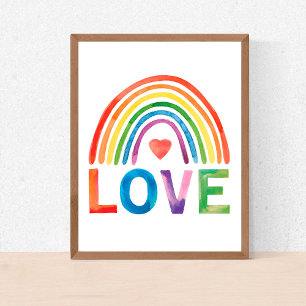 Poster LOVE Bright Color Rainbow Nursery Decor Child